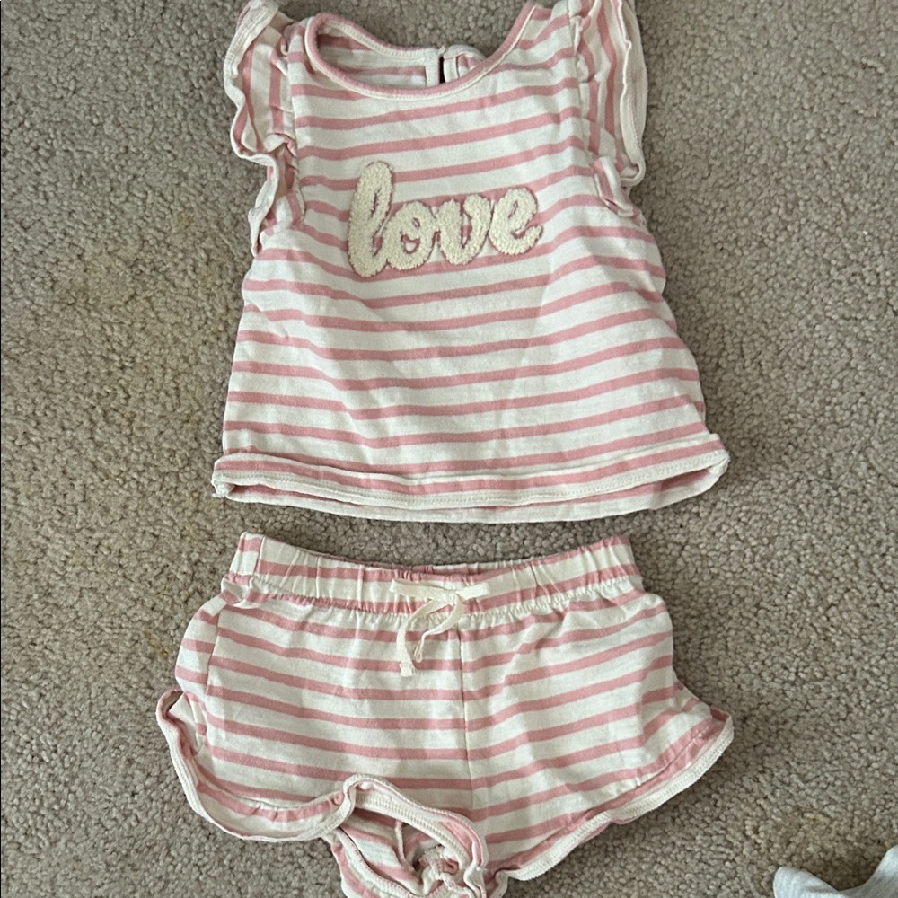 Cat & Jack Pink and White Striped Kids Matching Set